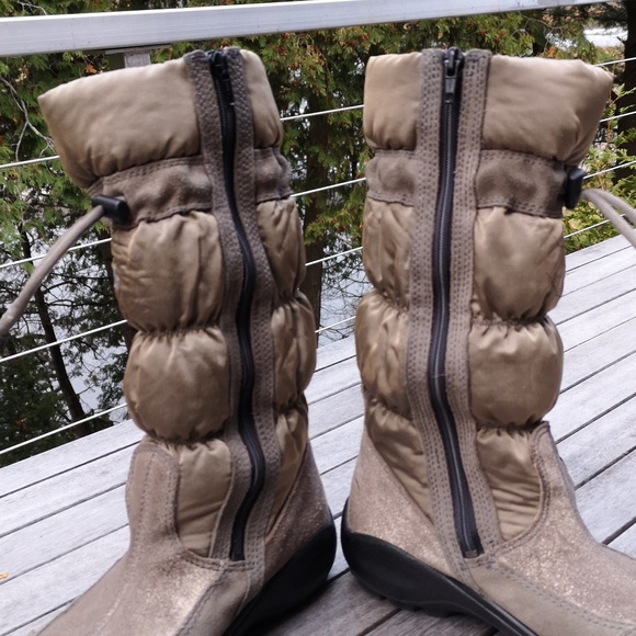 Ecco leather and fabric patterned winter boots - Picture 13 of 14